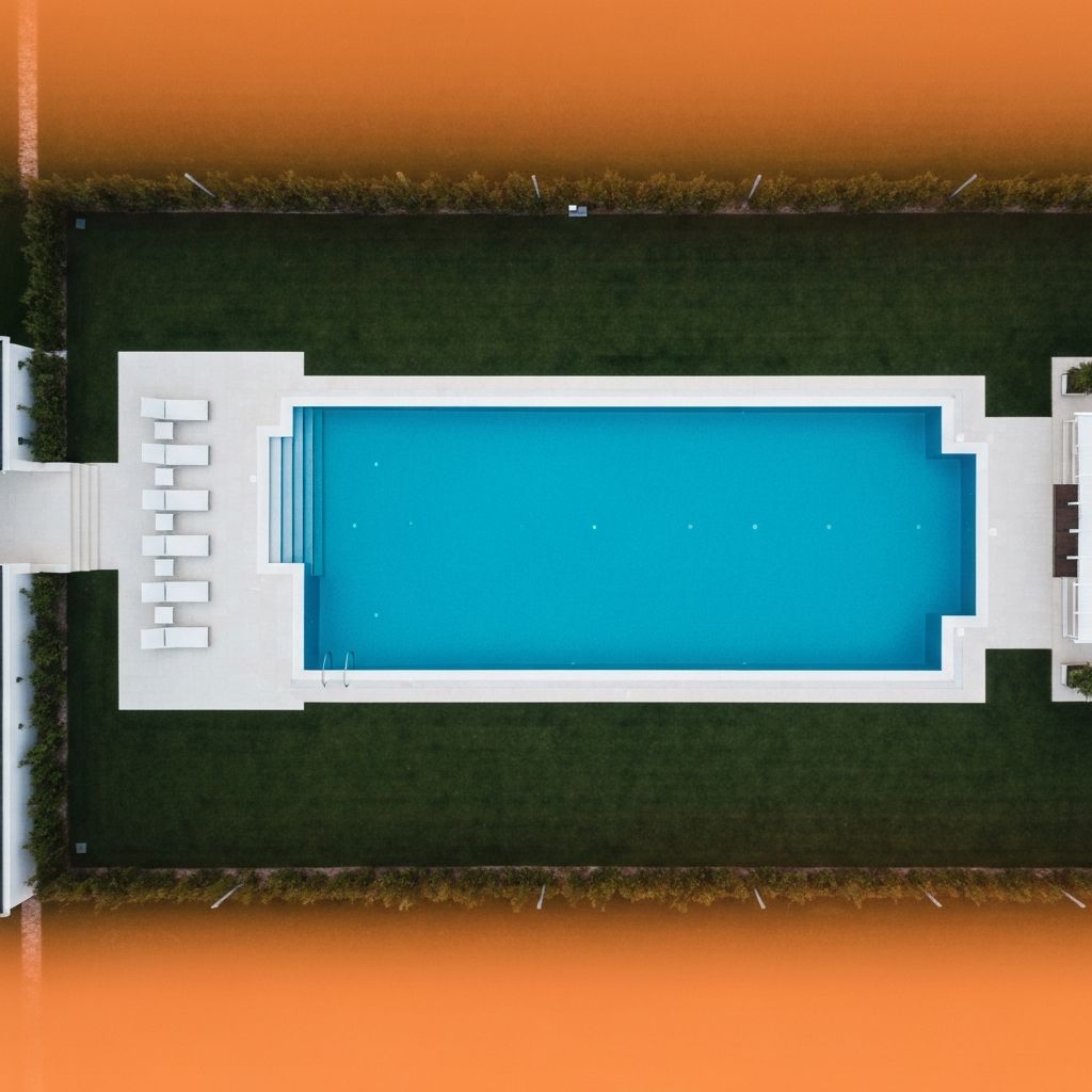 Piscina retangular vista aerea